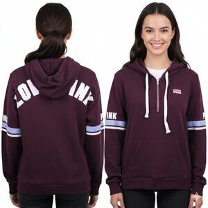 PINK Victoria’s Secret Burgundy Half-Zip Hoodie - Medium - LOVE PINK